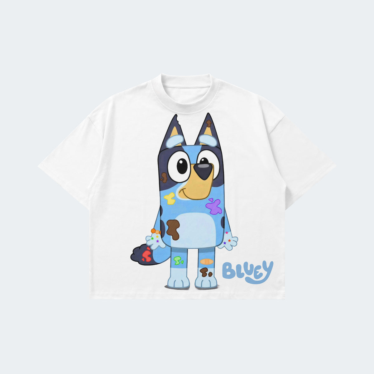 Kids bluey splat box fitted T-shirt