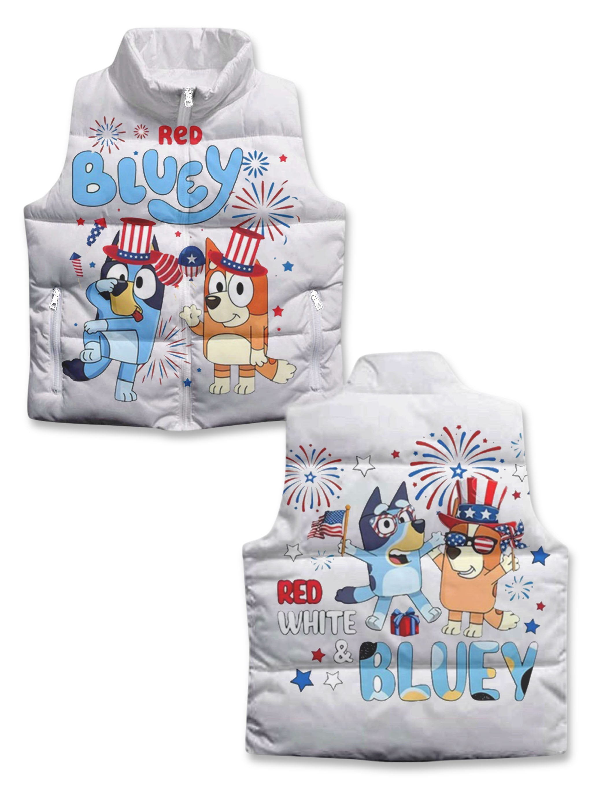 Kids 4th Of July Bluey Vest