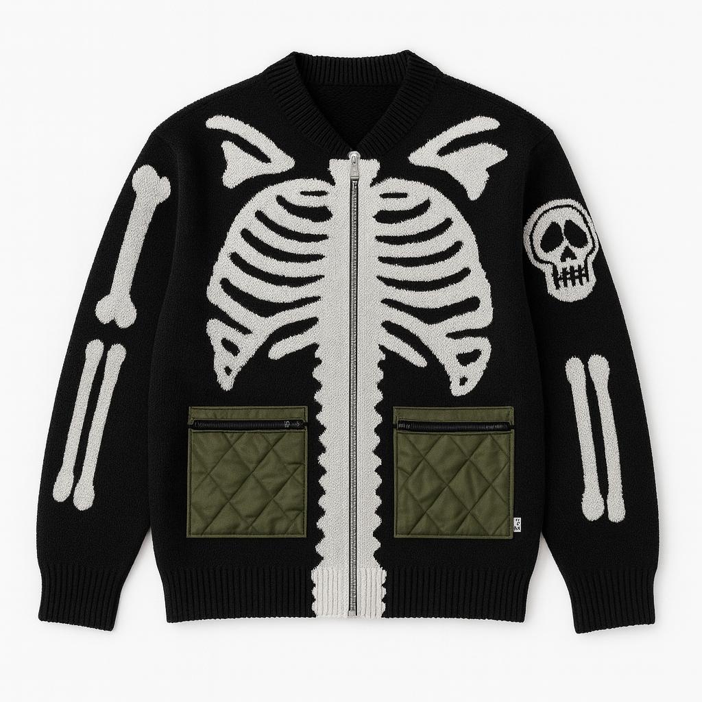 Kids Skeleton Zip Sweater