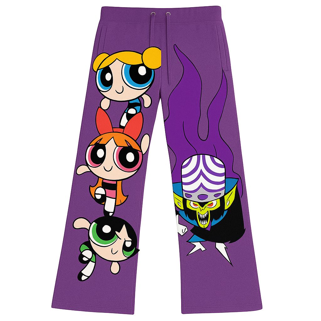 Kids Powerpuff Pants – Purple Cartoon Joggers