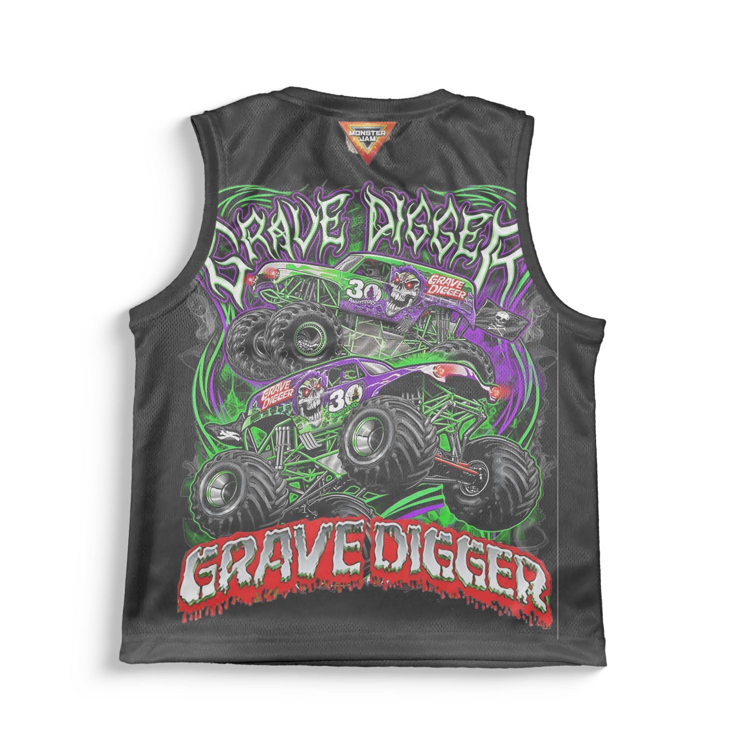 Kids Grave Digger Monster Jam Baseball Jersey