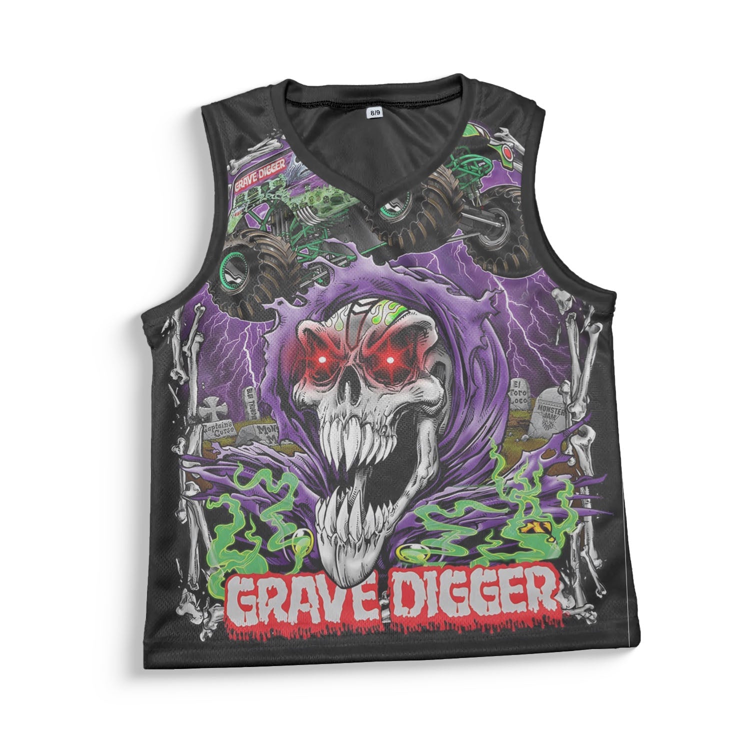 Kids Grave Digger Monster Jam Baseball Jersey