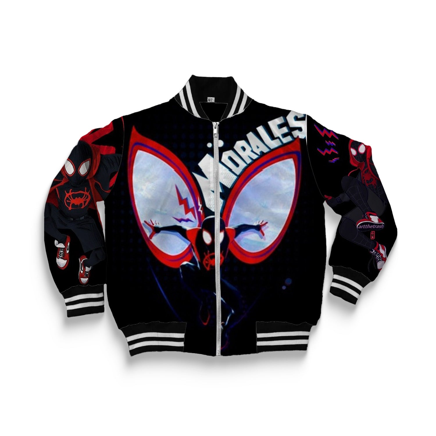 Kids Miles Morales Spiderman Blackout Bomber Jacket