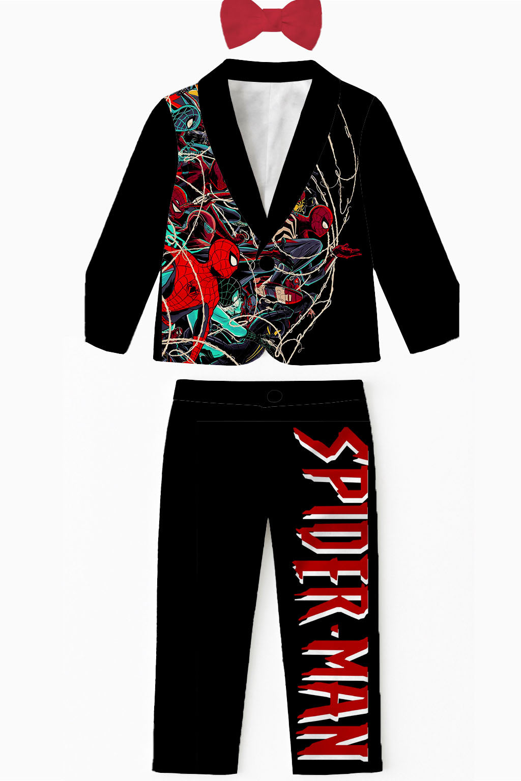 Kids Spiderman Suit & Bow Tie