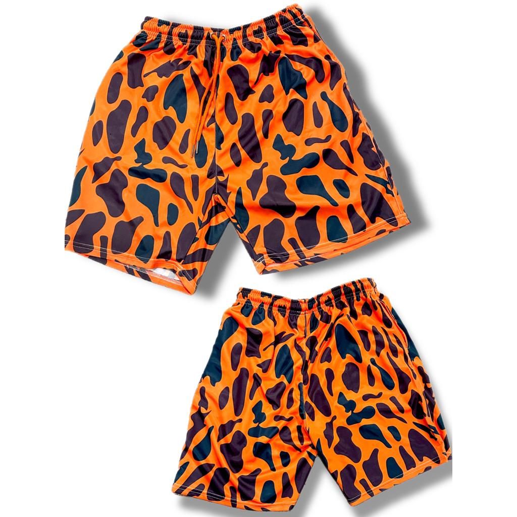 Kid's Leopard Orange Urban Shorts - DimiRogue