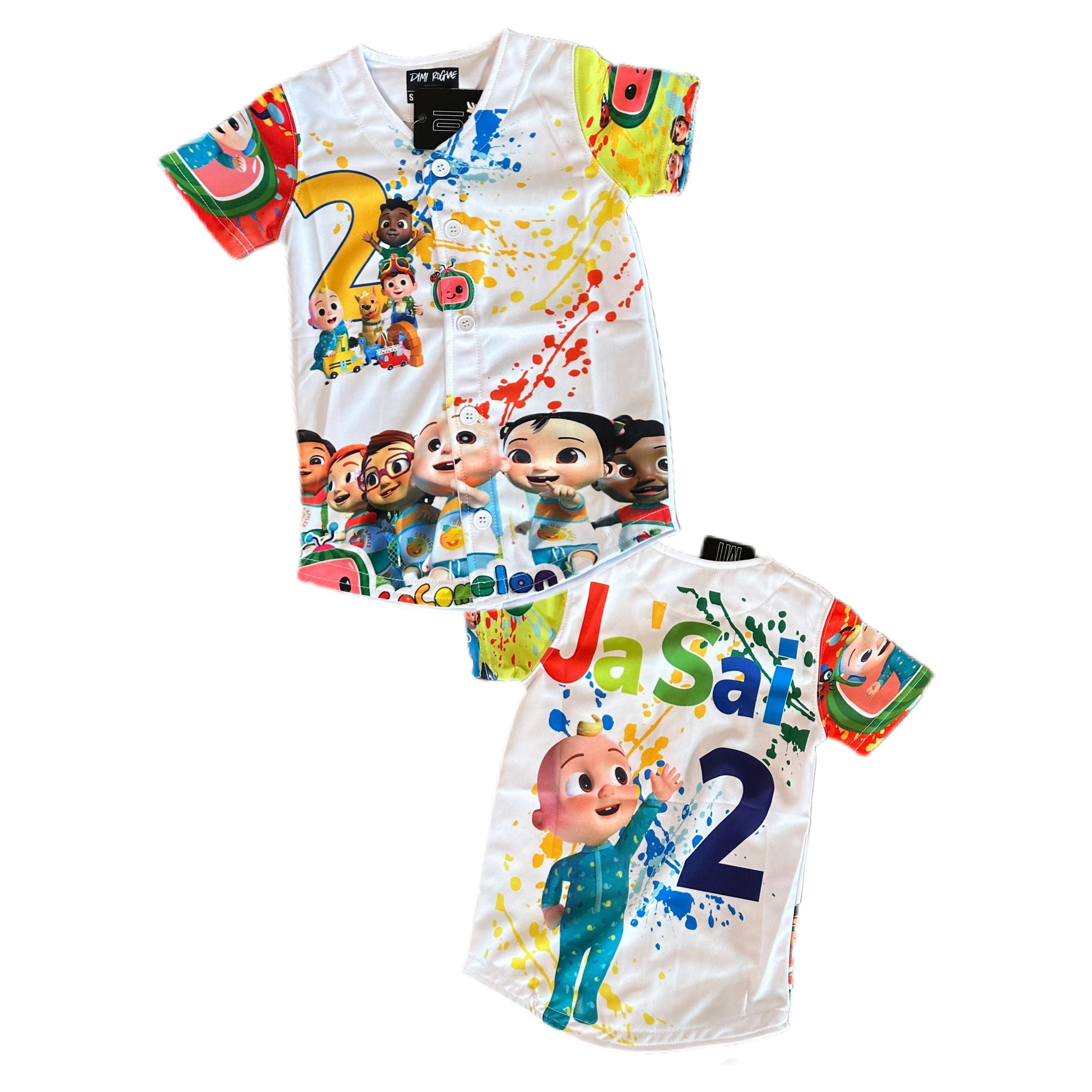 Kids cocomelon splat baseball jersey